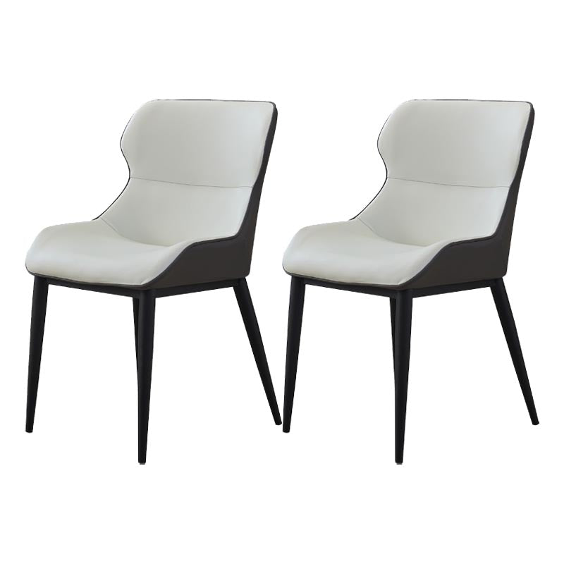 Leather Dining Side Chair Modern Upholstered Dining Chair with Black Legs