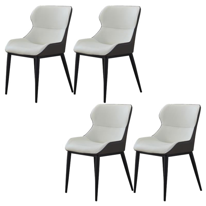 Leather Dining Side Chair Modern Upholstered Dining Chair with Black Legs