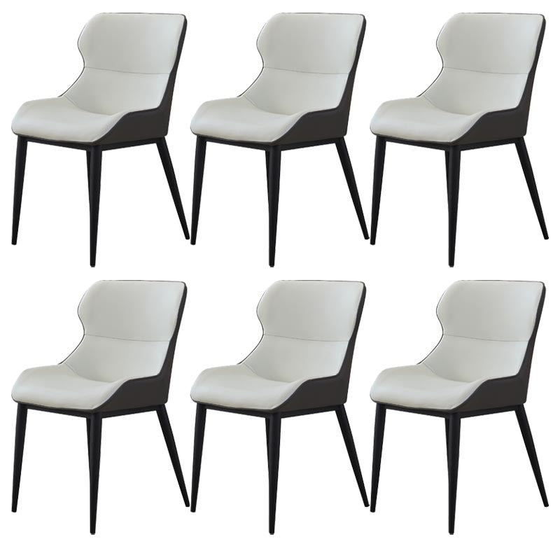 Leather Dining Side Chair Modern Upholstered Dining Chair with Black Legs