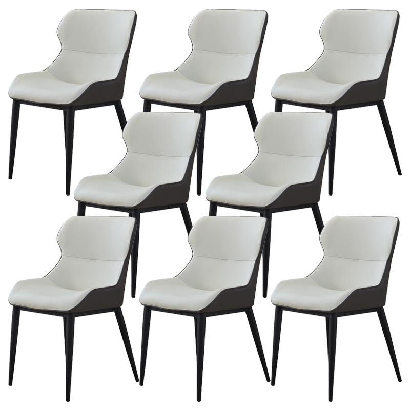 Leather Dining Side Chair Modern Upholstered Dining Chair with Black Legs