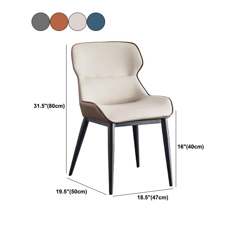 Leather Dining Side Chair Modern Upholstered Dining Chair with Black Legs