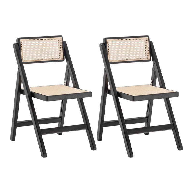 Traditional Folding Rattan Side Chair Wood Dining Side Chair