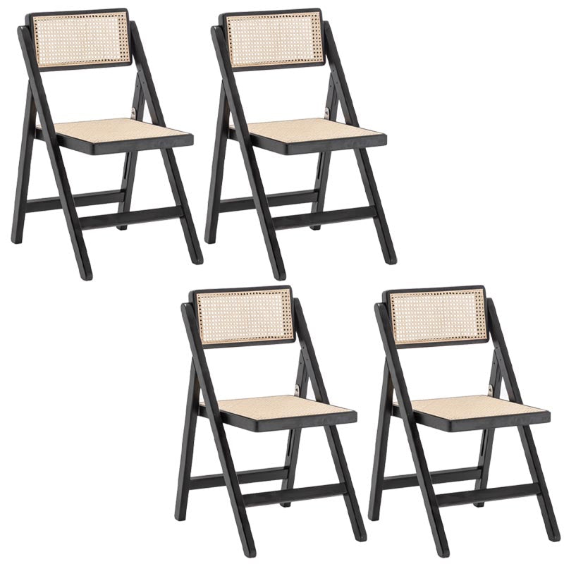 Traditional Folding Rattan Side Chair Wood Dining Side Chair