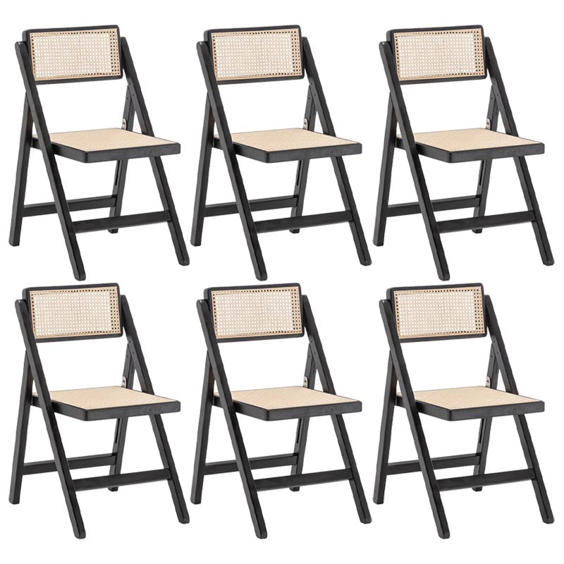 Traditional Folding Rattan Side Chair Wood Dining Side Chair