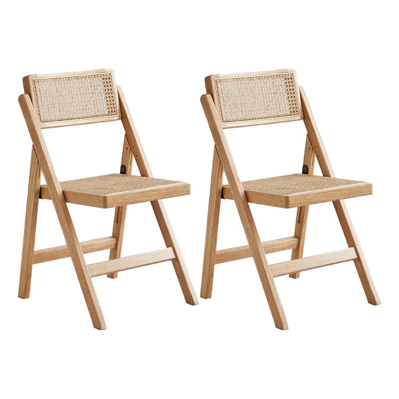 Traditional Folding Rattan Side Chair Wood Dining Side Chair