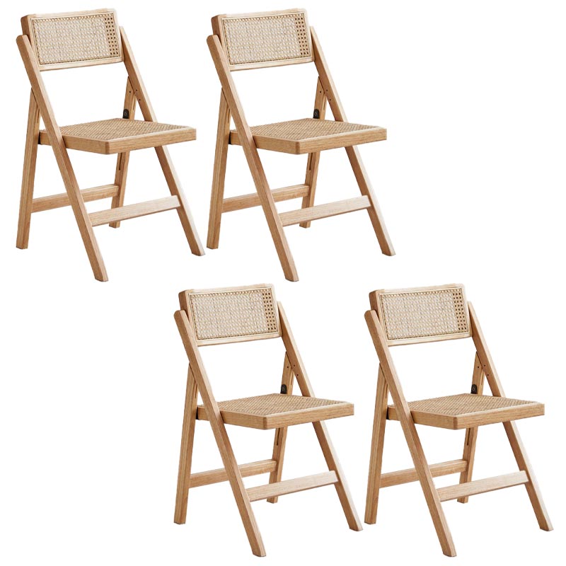 Traditional Folding Rattan Side Chair Wood Dining Side Chair