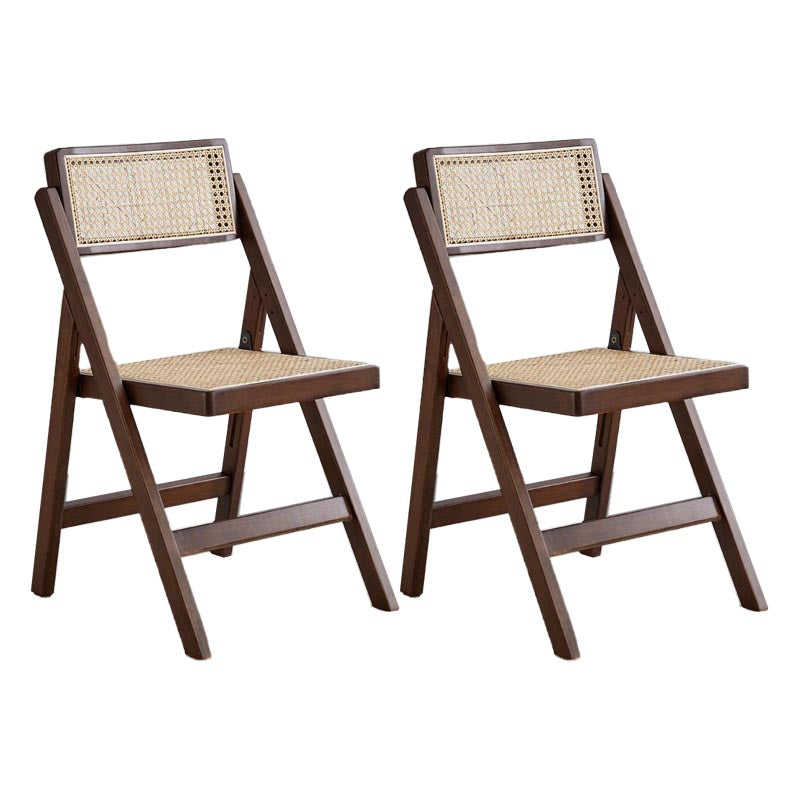 Traditional Folding Rattan Side Chair Wood Dining Side Chair