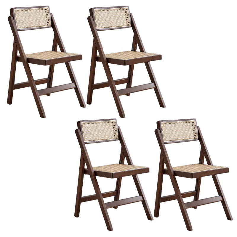 Traditional Folding Rattan Side Chair Wood Dining Side Chair