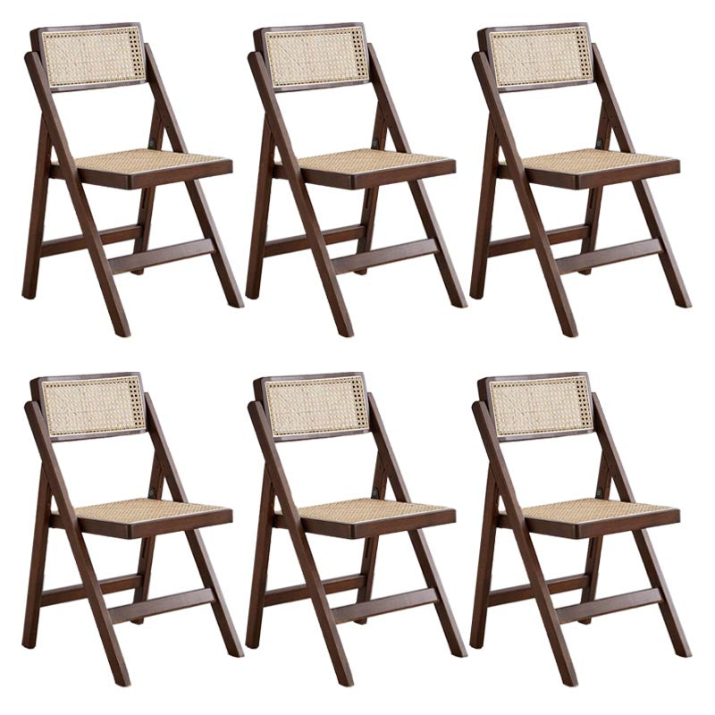 Traditional Folding Rattan Side Chair Wood Dining Side Chair