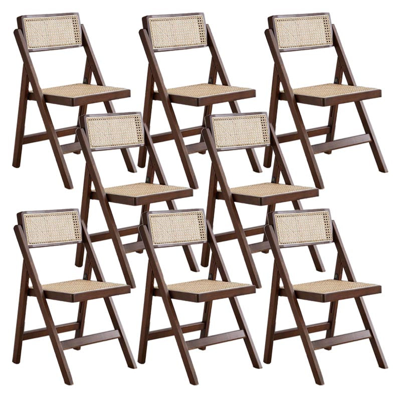 Traditional Folding Rattan Side Chair Wood Dining Side Chair