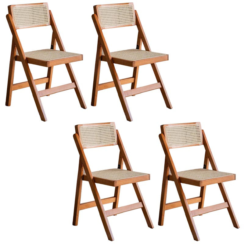 Traditional Folding Rattan Side Chair Wood Dining Side Chair