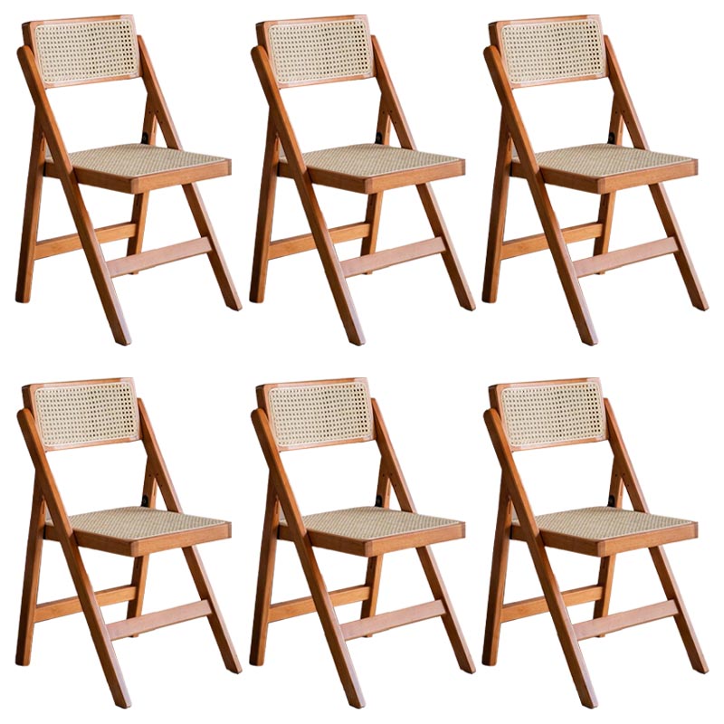 Traditional Folding Rattan Side Chair Wood Dining Side Chair