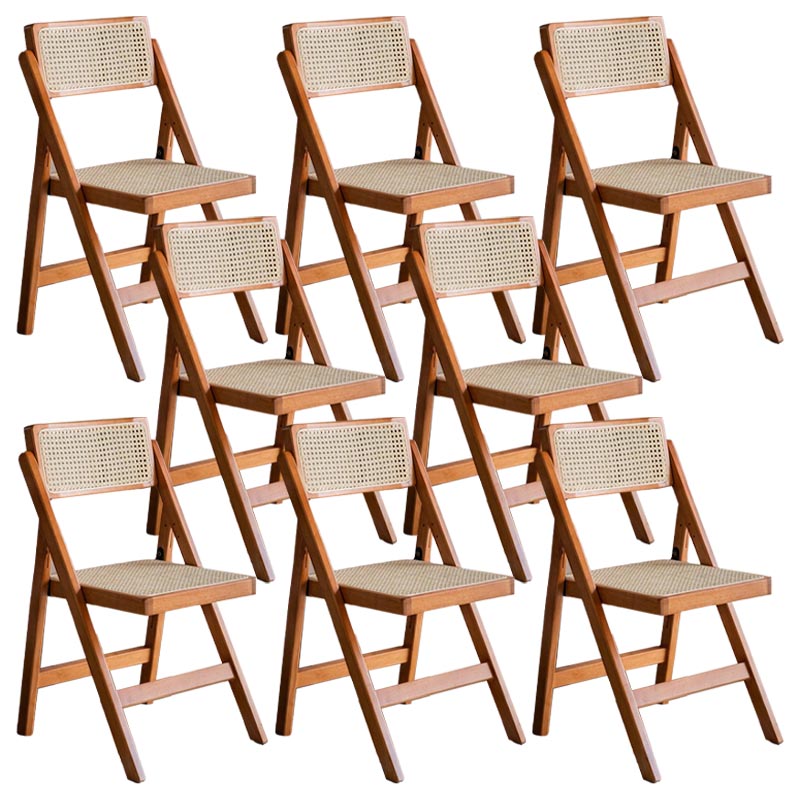 Traditional Folding Rattan Side Chair Wood Dining Side Chair