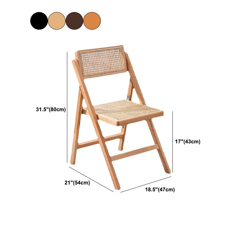 Traditional Folding Rattan Side Chair Wood Dining Side Chair