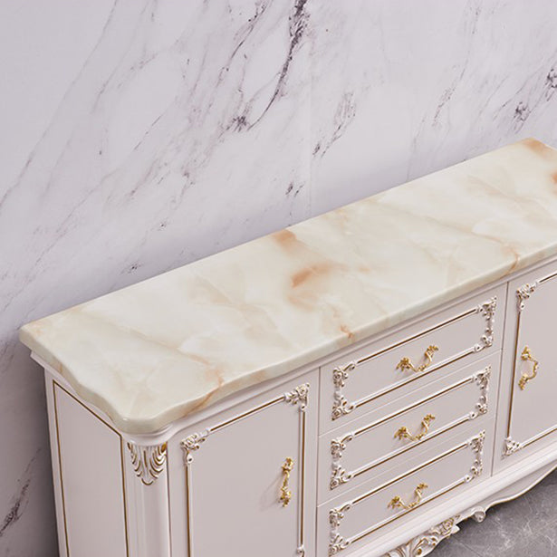 Glam Sideboard White Wood with Door and Drawer for Living Room