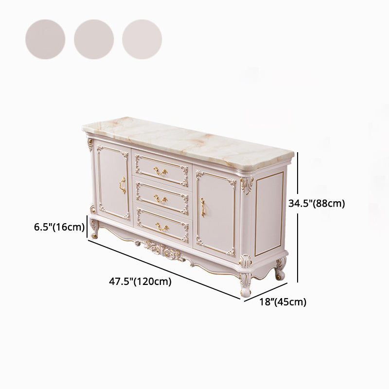 Glam Sideboard White Wood with Door and Drawer for Living Room