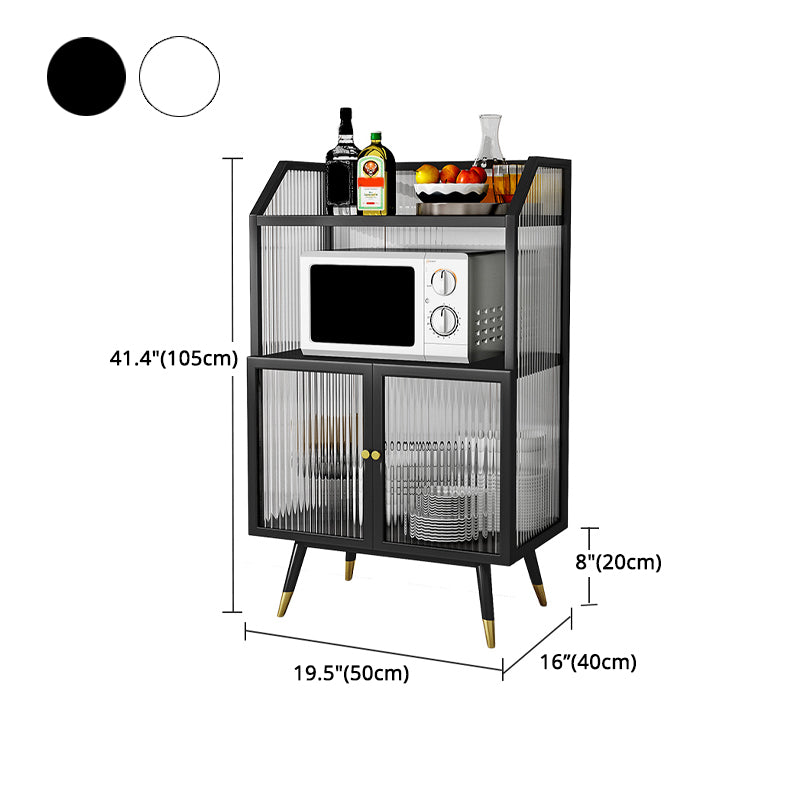 Glass Doors Metal Sideboard Glam Style Kitchen Dining Sideboard