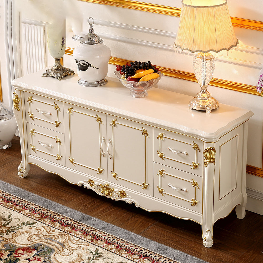 Glam Style Sideboard Wood Sideboard with Door and Drawer for Living Room