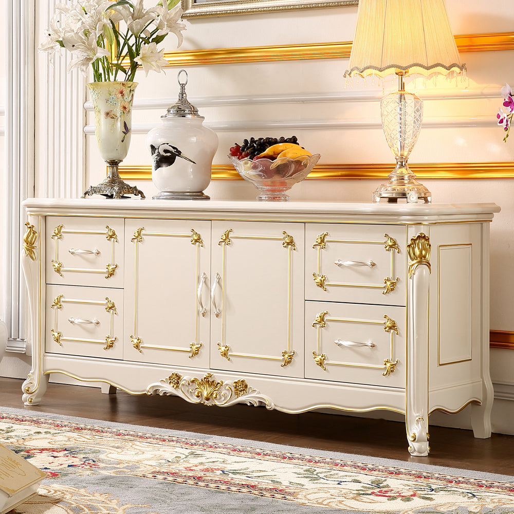 Glam Style Sideboard Wood Sideboard with Door and Drawer for Living Room