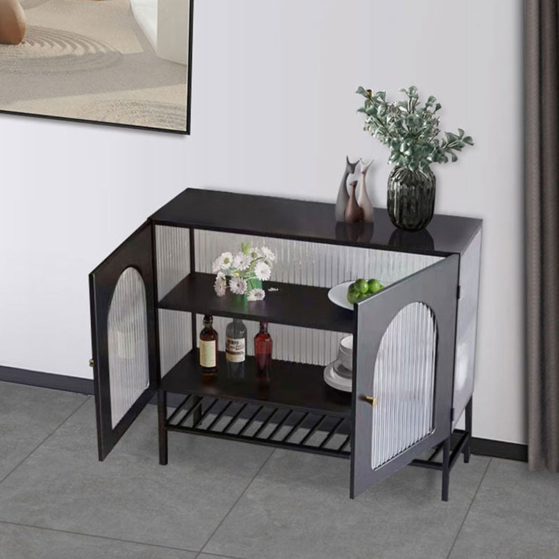 Glass Doors Iron Frame Server Modern Style Buffet Server for Living Room