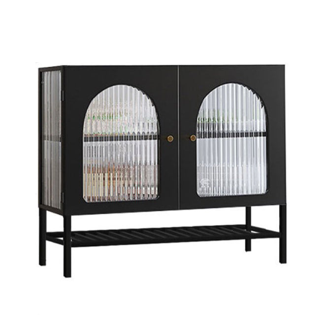 Glass Doors Iron Frame Server Modern Style Buffet Server for Living Room