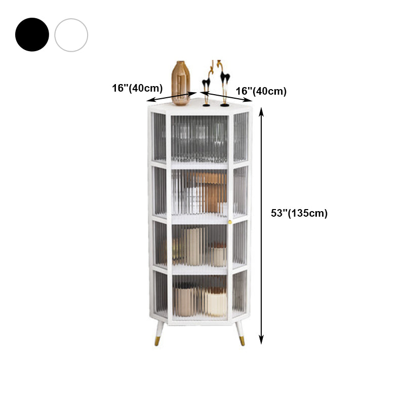 Iron Dining Room Sideboard Cabinet Modern Server Cabinet with Glass Door and Storage