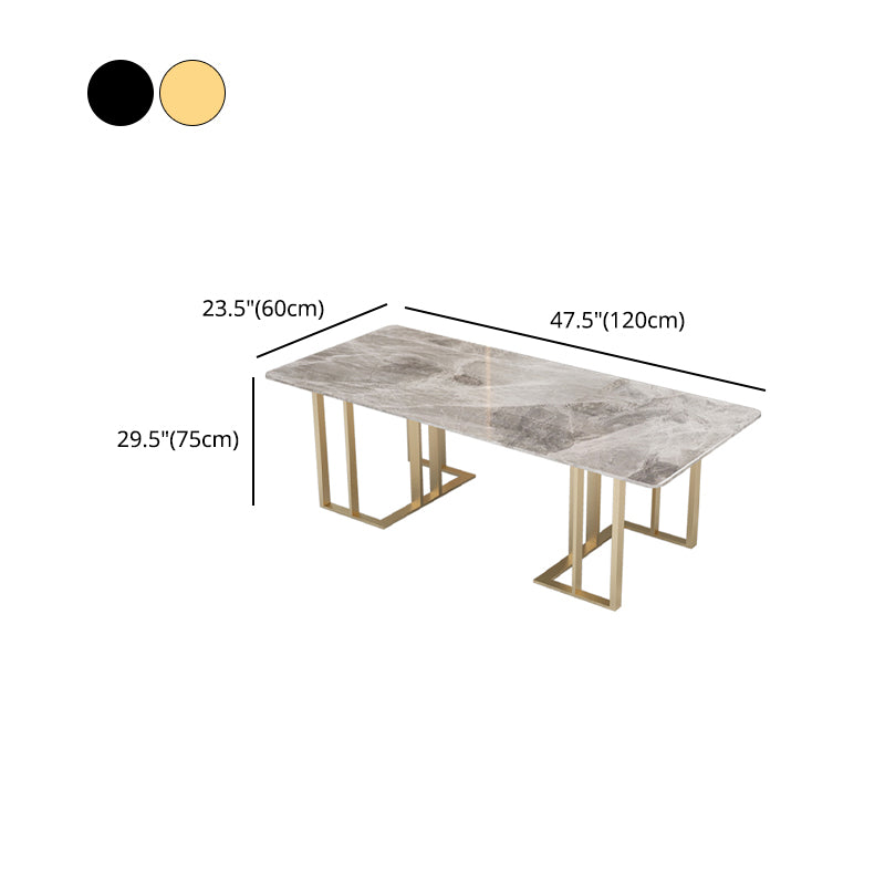 Industrial Stone Office Desk Rectangular Desk with Metal Base