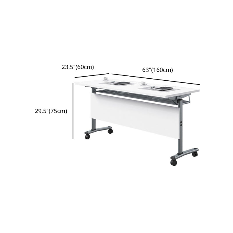 Folding Rectangular Writing Desk Manufactured Wood Top Desk with Caster Wheels