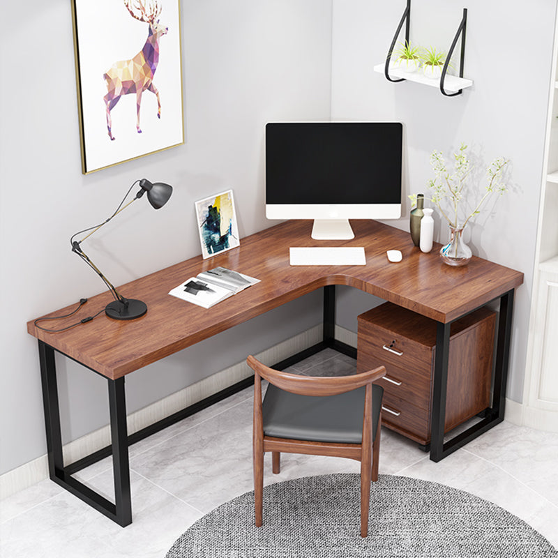 Home Writing Table Industrial L-Shape Solid Wood Working Desk