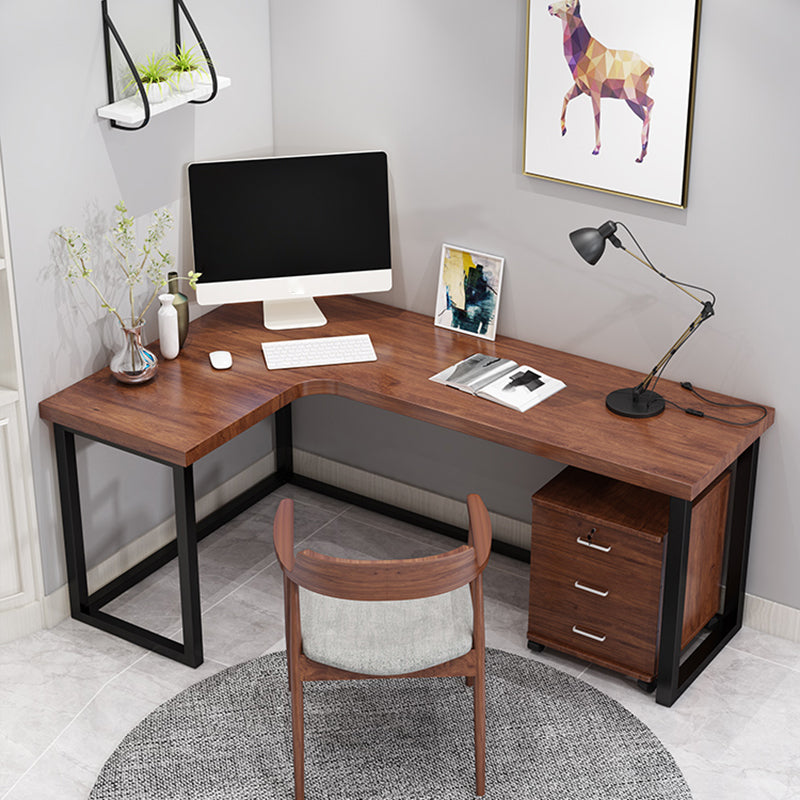 Home Writing Table Industrial L-Shape Solid Wood Working Desk