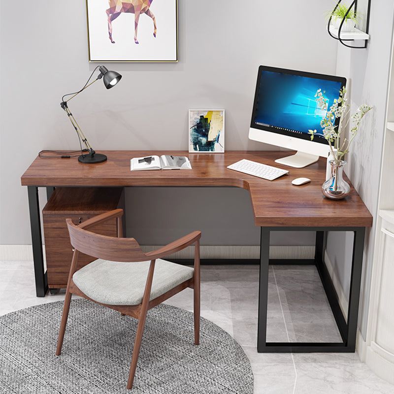 Home Writing Table Industrial L-Shape Solid Wood Working Desk