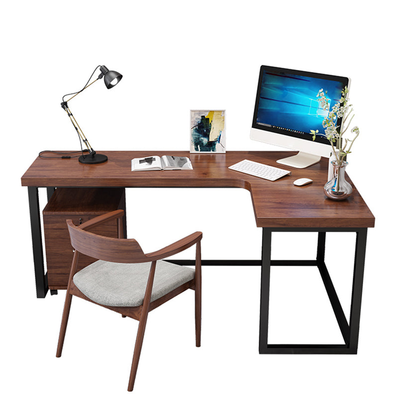 Home Writing Table Industrial L-Shape Solid Wood Working Desk