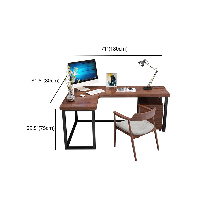 Home Writing Table Industrial L-Shape Solid Wood Working Desk