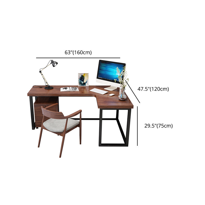 Home Writing Table Industrial L-Shape Solid Wood Working Desk