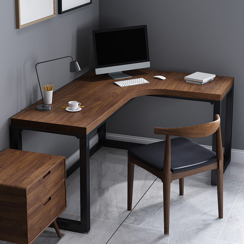 Solid Wood Writing Desk Industrial L-Shaped Task Desk for Home Office