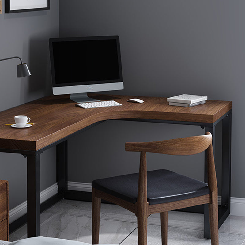 Solid Wood Writing Desk Industrial L-Shaped Task Desk for Home Office