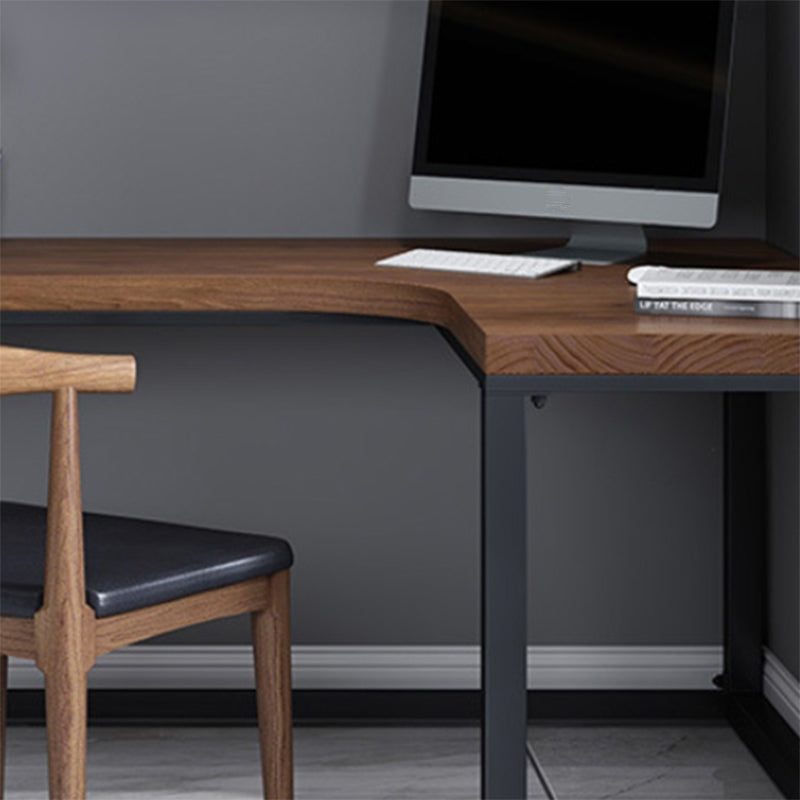 Solid Wood Writing Desk Industrial L-Shaped Task Desk for Home Office