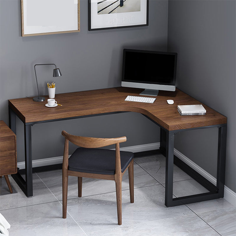 Solid Wood Writing Desk Industrial L-Shaped Task Desk for Home Office