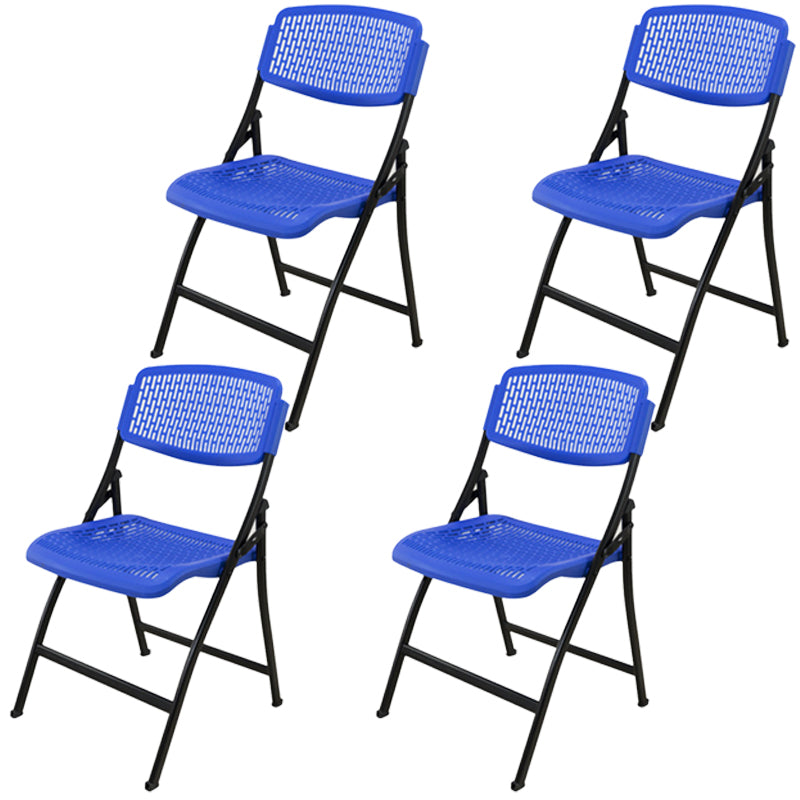 Folding Armless Conference Chair Iron Frame Plastic Back and Seat Chair