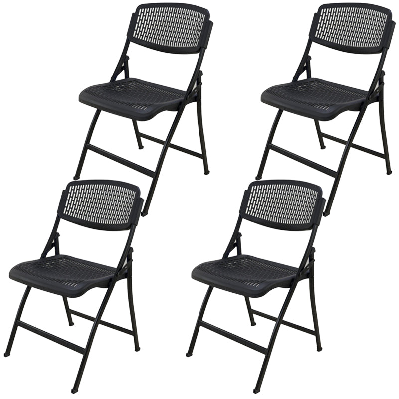 Folding Armless Conference Chair Iron Frame Plastic Back and Seat Chair