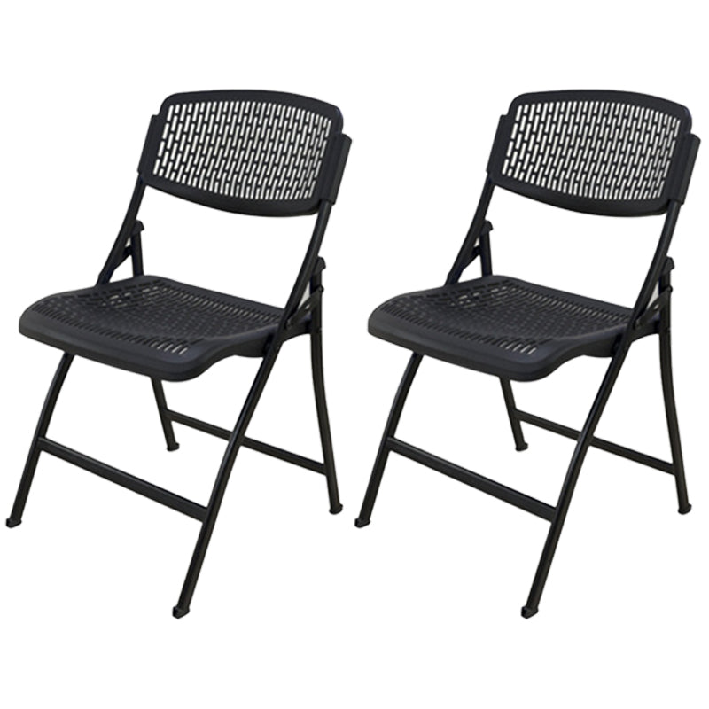 Folding Armless Conference Chair Iron Frame Plastic Back and Seat Chair