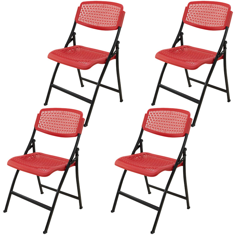 Folding Armless Conference Chair Iron Frame Plastic Back and Seat Chair