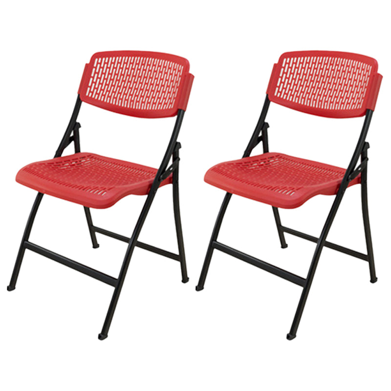 Folding Armless Conference Chair Iron Frame Plastic Back and Seat Chair