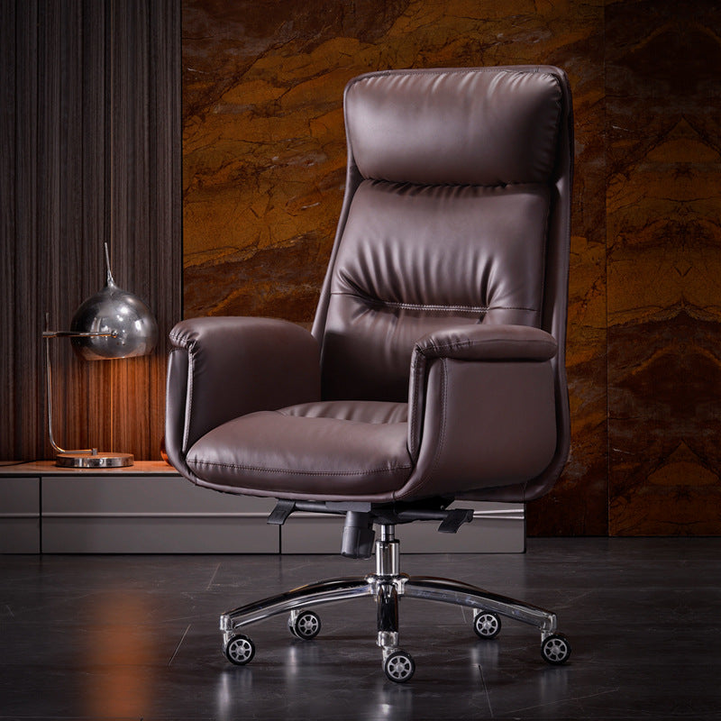 Executive Swivel Office Chair Modern Faux Leather Arm Chair with Wheels