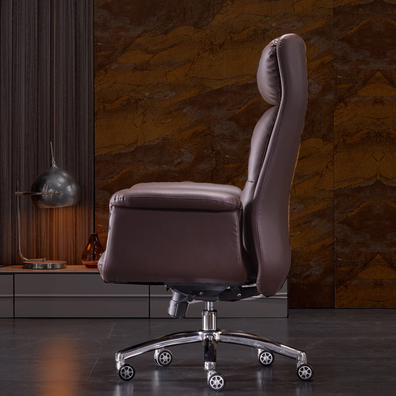 Executive Swivel Office Chair Modern Faux Leather Arm Chair with Wheels