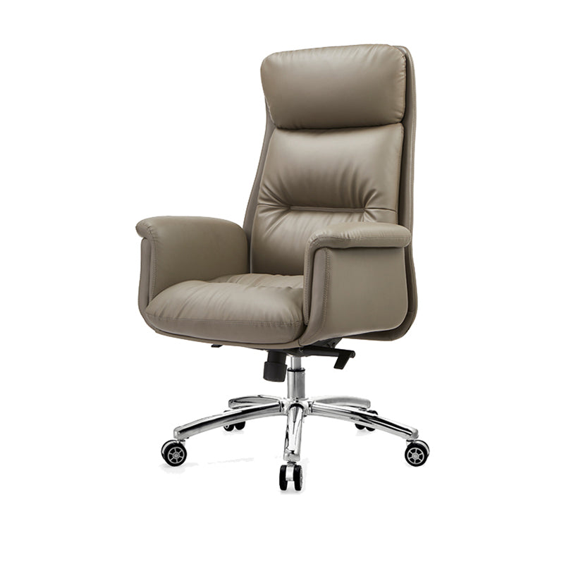 Executive Swivel Office Chair Modern Faux Leather Arm Chair with Wheels