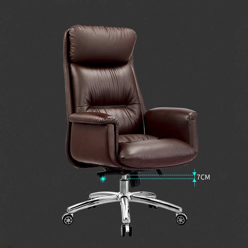 Executive Swivel Office Chair Modern Faux Leather Arm Chair with Wheels