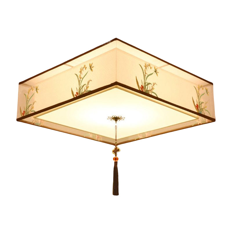 Traditional Style Fabric Ceiling Light Multi Lights Ceiling Mount Light