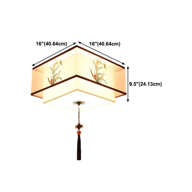 Traditional Style Fabric Ceiling Light Multi Lights Ceiling Mount Light