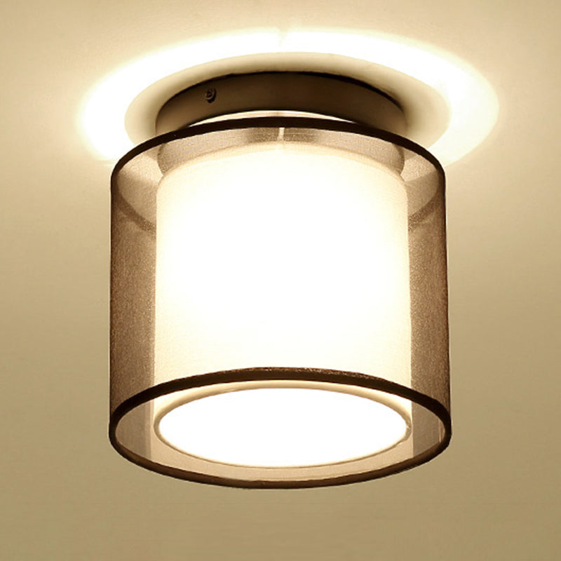 1 Light Ceiling Mount Light American Close to Ceiling Light with Fabric Shade